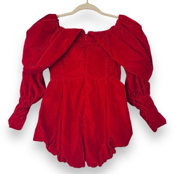 Nana Jacqueline Los Angeles Averi Red Velvet Sparkle Jumpsuit Romper EUC - Picture 8 of 11